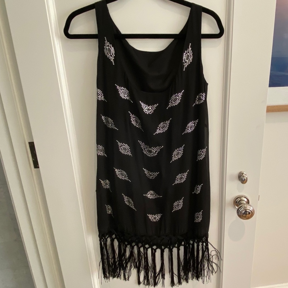 Milly Black Dress with Fringe
